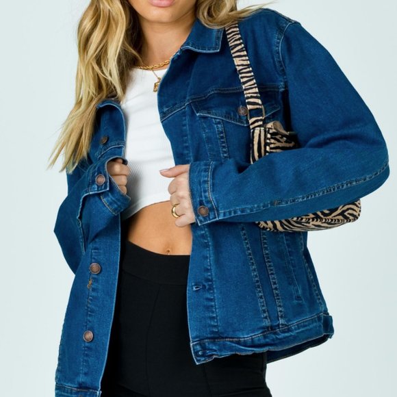 Princess Polly - Western Denim Jacket - Dark Wash - Picture 1 of 3